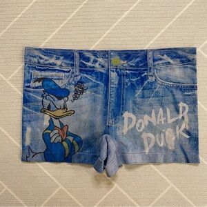Disney Resort Tokyo Donald Duck Blue Faux Denim Leggings Shorts Women’s Size L